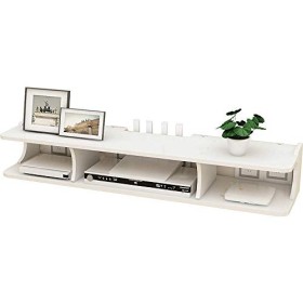 AILZNN 2 Tiers Flottante Set Routeur WiFi Box, Étagère De Stockage Multimédia Meuble TV Mural Étagère Étagère Flottante Conso