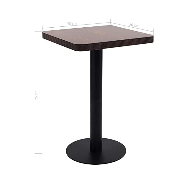 vidaXL Table de Bistro Table de Café Table de Bar Table de Salle à Manger Dîner Repas Restaurant Maison Intérieur Marron Fonc