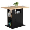 IDMarket - Ilot Central UGO 110 cm Bois Noir et Imitation hêtre avec rangements
