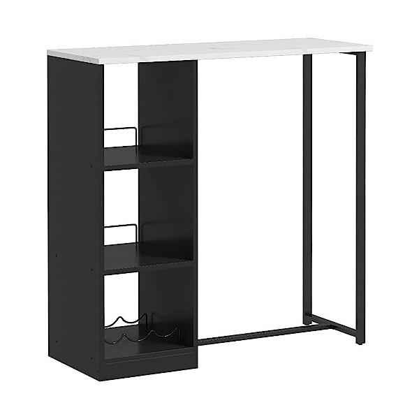 HOMCOM Table de Bar Table Haute de Cuisine Mange-Debout - châssis piètement Acier Plateau Aspect marbre - 105 x 40 x 105 cm B