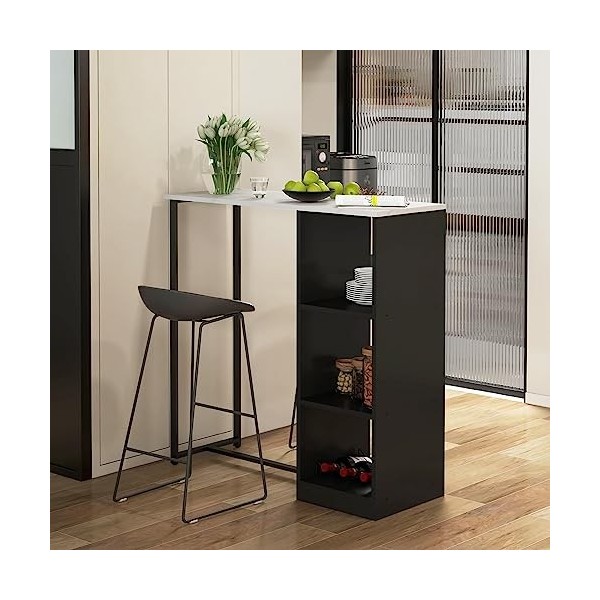 HOMCOM Table de Bar Table Haute de Cuisine Mange-Debout - châssis piètement Acier Plateau Aspect marbre - 105 x 40 x 105 cm B