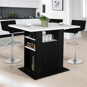 IDMarket - Ilot Central UGO 110 cm Effet marbre et Noir Alaska avec rangements