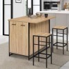 IDMarket - Ensemble îlot Central 120 cm et 2 tabourets Detroit Design Industriel