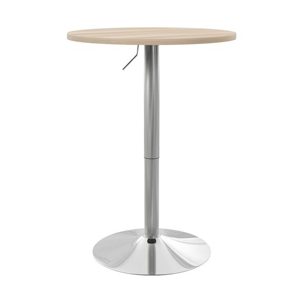 HOMCOM Table de Bar Ronde Table Haute Cuisine Mange-Debout réglable en Hauteur 69-91 cm avec Plateau pivotante à 360° Base en