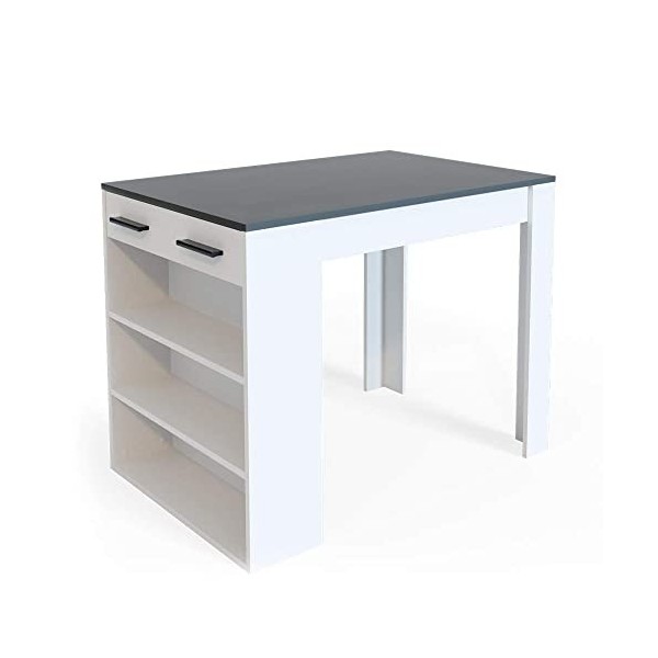 Vicco Table de Bar Repose, Anthracite/Blanc, 67 x 100 cm