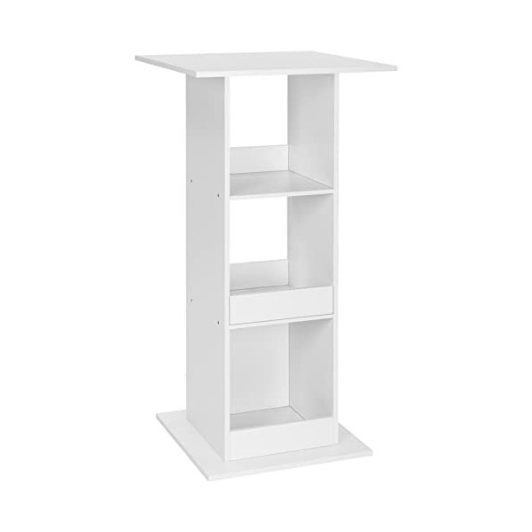 WOLTU Table de Bar Carrée, Table Bar avec 3 Étagères, Petite Table de Cuisine, Meuble d’Appoint pour Salle à Manger, Cuisine,