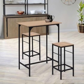 IDMarket - Ensemble Table Haute de Bar Detroit 80 cm et 2 tabourets Design Industriel