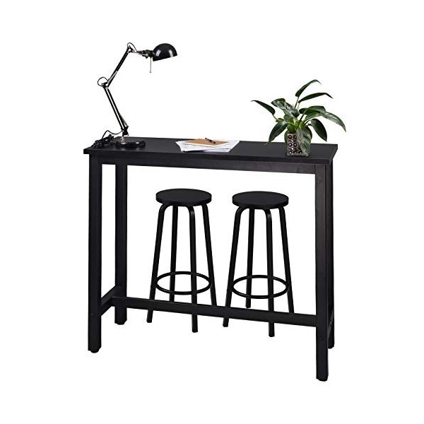 WOLTU 1 X Table de Bar Table à Manger + 2 X tabourets de Bar en métal et MDF,120x40x100cm Chêne Clair BT17hei+BH237hei-2