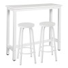 WOLTU 1 X Table de Bar Table à Manger + 2 X tabourets de Bar en métal et MDF,120x40x100cm Chêne Clair BT17hei+BH237hei-2