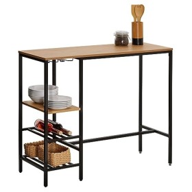 IDIMEX Table Haute de Bar NELAS en métal avec Plateau en Fibres de Bois, Mange-Debout comptoir Couleur chêne Sauvage