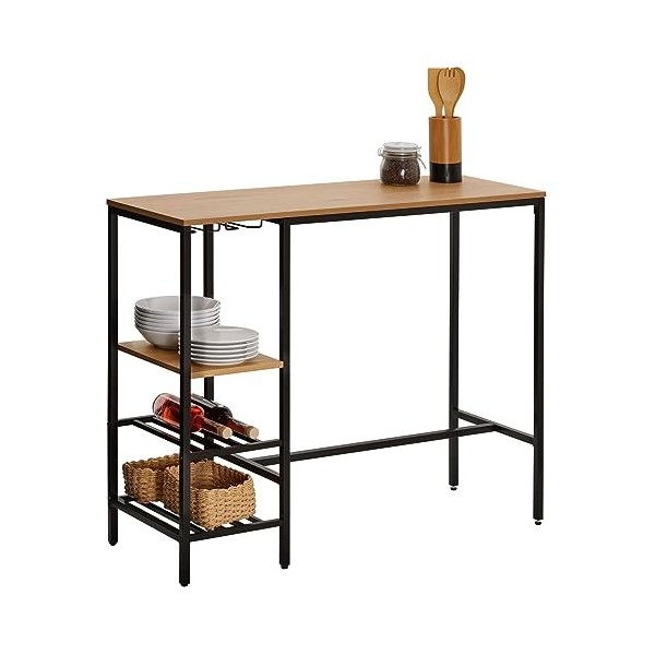 IDIMEX Table Haute de Bar NELAS en métal avec Plateau en Fibres de Bois, Mange-Debout comptoir Couleur chêne Sauvage