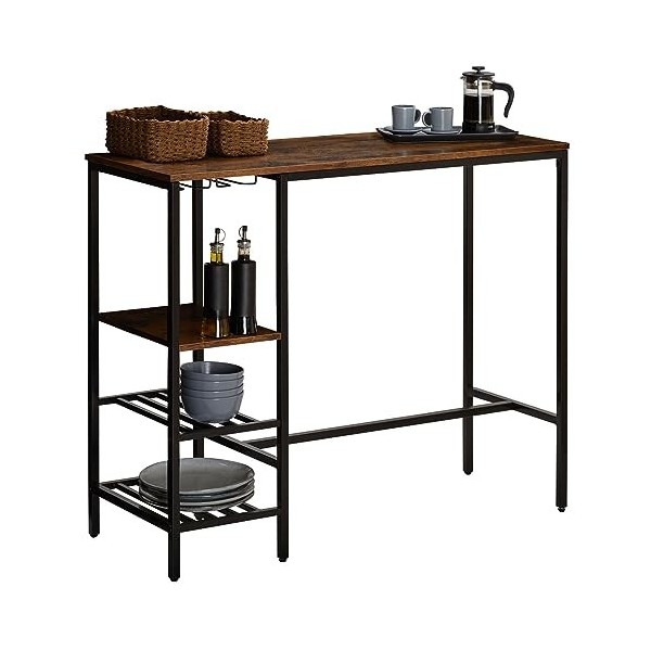 IDIMEX Table Haute de Bar NELAS en métal avec Plateau en Fibres de Bois, Mange-Debout comptoir Couleur chêne Sauvage