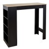 HOME DECO FACTORY HD7123 Table de Bar Debout avec Etageres Salon Salle à Manger, Noir-Bois, 115x103x50 cm