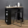 HOME DECO FACTORY HD7123 Table de Bar Debout avec Etageres Salon Salle à Manger, Noir-Bois, 115x103x50 cm