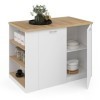 IDMarket - Ilot Central TIBO 120 cm Bois Blanc avec Plan de Travail façon hêtre