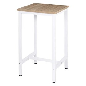 WOLTU 1 Table de Bar Table de Cuisine en aggloméré et métal,Table de bistrot Table Haute 60x60x102cm,Chêne Clair BT34hei