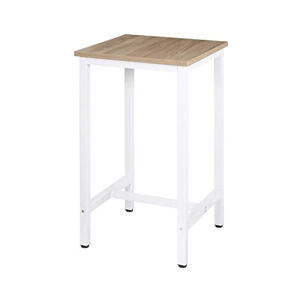 WOLTU 1 Table de Bar Table de Cuisine en aggloméré et métal,Table de bistrot Table Haute 60x60x102cm,Chêne Clair BT34hei