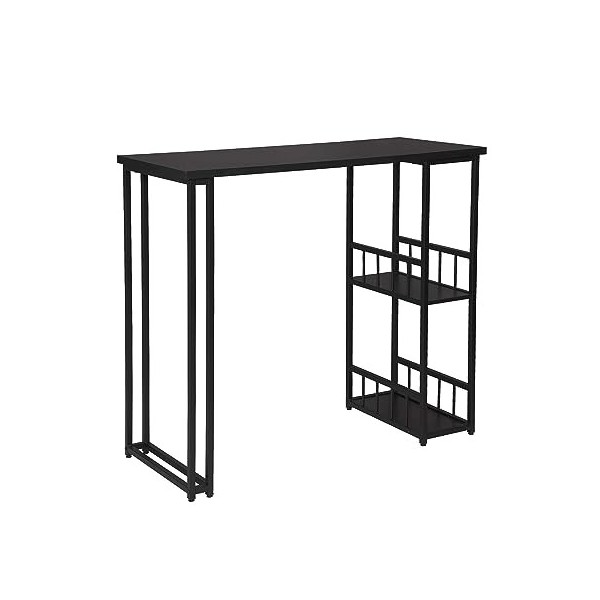 WOLTU BT25hei Table de Bar Table de Bistrot Table de comptoir avec 2 tablettes, Structure en métal Plateau en MDF,120x50x105c
