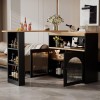 PUGSDRLY Table de bar, buffet, moderne, extensible, avec espace de rangement, table de bistrot avec bande lumineuse LED de 1 