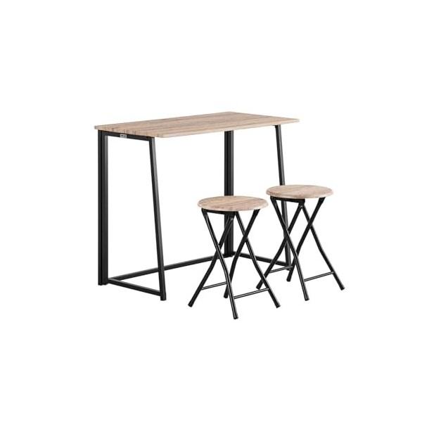 SoBuy® OGT18-N Set de 1 Table + 2 Chaises Table à Manger Table de Cuisine Ensemble Table de Balcon + 2 tabourets avec Repose-