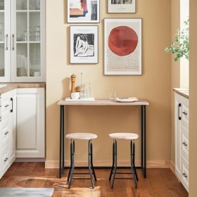 SoBuy® OGT18-N Set de 1 Table + 2 Chaises Table à Manger Table de Cuisine Ensemble Table de Balcon + 2 tabourets avec Repose-