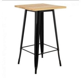 MAYMA Table de Bar, Table à Manger, Table carrée Industriel Rétro, 60 * 60 * 75cm, Table de Cuisine Planche de Bois + Pieds e