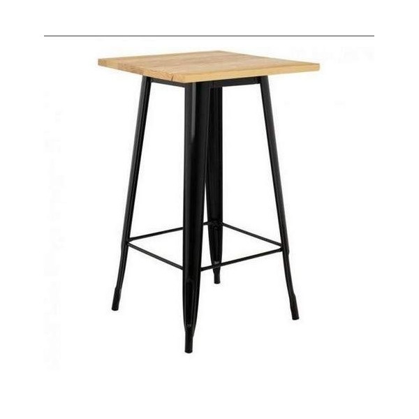 MAYMA Table de Bar, Table à Manger, Table carrée Industriel Rétro, 60 * 60 * 75cm, Table de Cuisine Planche de Bois + Pieds e