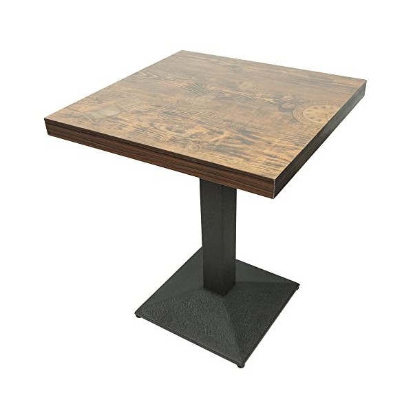 MAYMA Table de Bar, Table à Manger, Table carrée Industriel Rétro, 60 * 60 * 75cm, Table de Cuisine Planche de Bois + Pieds e