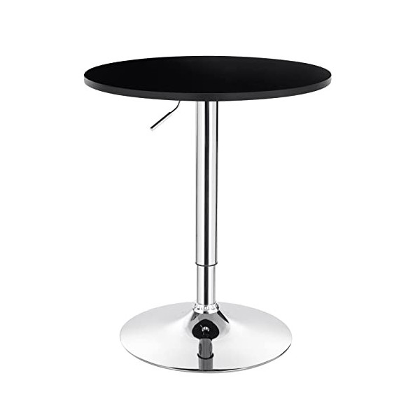 WOLTU BT02ws Table de Bar en MDF avec Pied,Table Ronde Hauteur réglable,Blanc