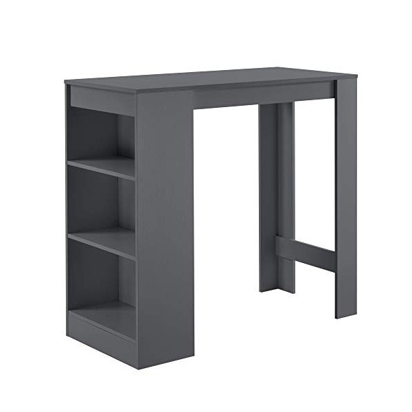 [en.casa] Table de Bar avec Rangement Table Bistro Haut avec 3 Étagères Panneaux de Particules 110 x 50 x 103 cm Blanc et Chê