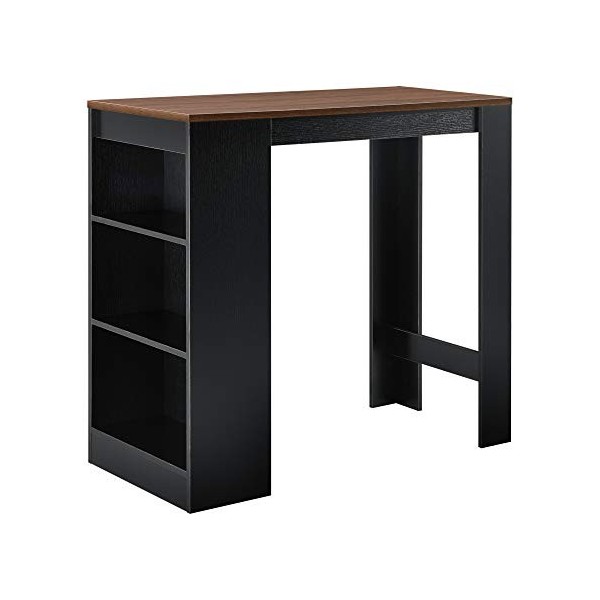 [en.casa] Table de Bar avec Rangement Table Bistro Haut avec 3 Étagères Panneaux de Particules 110 x 50 x 103 cm Blanc et Chê