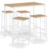 IDMarket - Ensemble Table Haute de Bar Detroit 100 cm et 4 tabourets Bois et métal Blanc Design Industriel