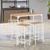 IDMarket - Ensemble Table Haute de Bar Detroit 100 cm et 4 tabourets Bois et métal Blanc Design Industriel