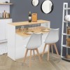 IDMarket - Meuble de Bar Extensible en Table à Manger 2 Personnes VITO Blanc et Plateau Bois