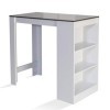 IDMarket - Table de Bar Barth 2 à 4 Personnes Bois Blanc Plateau Gris