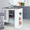 IDMarket - Table de Bar Barth 2 à 4 Personnes Bois Blanc Plateau Gris