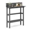 GIANTEX Table de bar dextérieur avec étagère de rangement inférieure et pieds réglables, table étroite avec déflecteur anti-