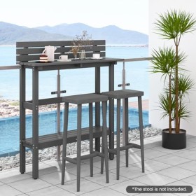 GIANTEX Table de bar dextérieur avec étagère de rangement inférieure et pieds réglables, table étroite avec déflecteur anti-