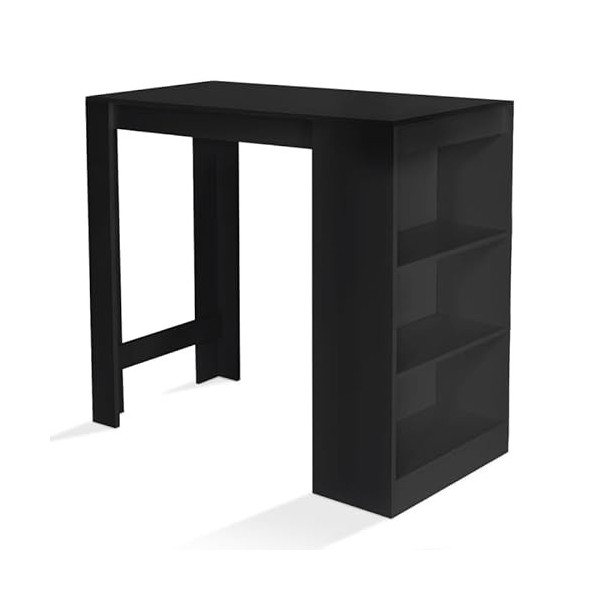 IDMarket - Table de Bar Barth 2 à 4 Personnes Bois Noir Mat DELSON