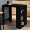 IDMarket - Table de Bar Barth 2 à 4 Personnes Bois Noir Mat DELSON