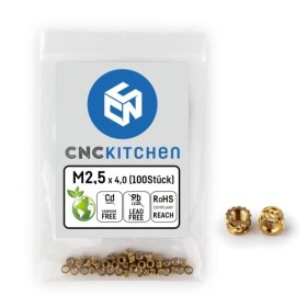 CNC KITCHEN Lot de 100 inserts filetés dorigine M2,5 x 4, sans plomb et sans cadmium