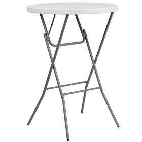Flash Furniture DAD-YCZ-80R-2-BAR-GW-GG 32-inch Round Granite Plastic Bar Hauteur Table Pliante, Blanc