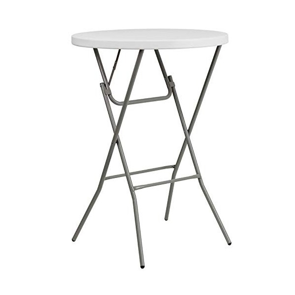 Flash Furniture DAD-YCZ-80R-2-BAR-GW-GG 32-inch Round Granite Plastic Bar Hauteur Table Pliante, Blanc
