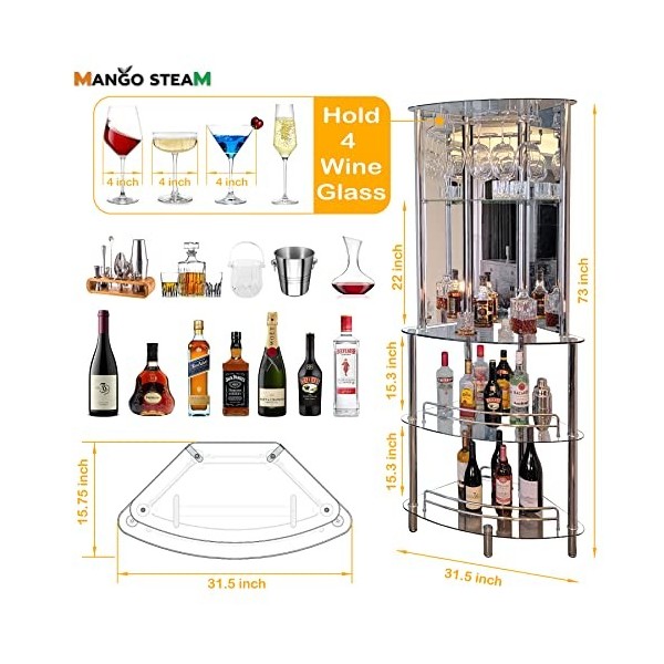 Mango Steam Table Catalina contemporaine moderne pour la maison bar, transparent 