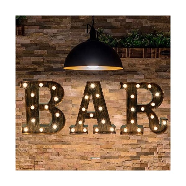 Panneau de bar vintage lumineux avec lettres lumineuses pour bar, chapiteau, accessoires de décoration pour fête, Noël, maria