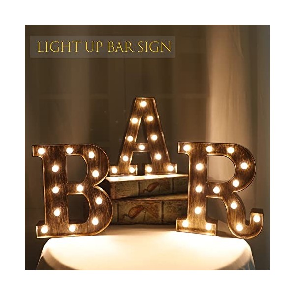 Panneau de bar vintage lumineux avec lettres lumineuses pour bar, chapiteau, accessoires de décoration pour fête, Noël, maria