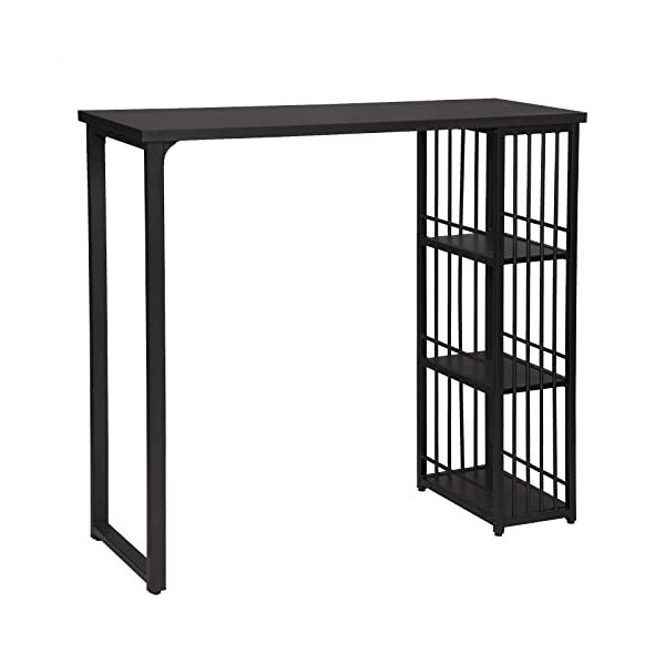 WOLTU BT26hei Table de Bar Table à Manger avec 3 tablettes,Table de bistrot en métal et MDF 120x40x105cm,Chêne Clair