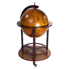 Birendy Chariot de Bar géant 45001 Rouge avec piliers en Bois deucalyptus Massif - 112 cm de Haut et 56 cm de Large - avec r