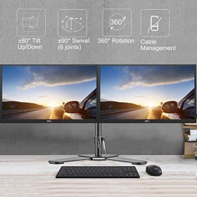 Bracwiser Support de Bureau à Double Bras de Moniteur Debout Libre de Mouvement Complet pour écrans de 10 à 27 Pouces, Bras i