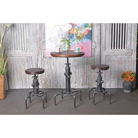 Topower Table de bar industrielle réglable de 80 à 105 cm